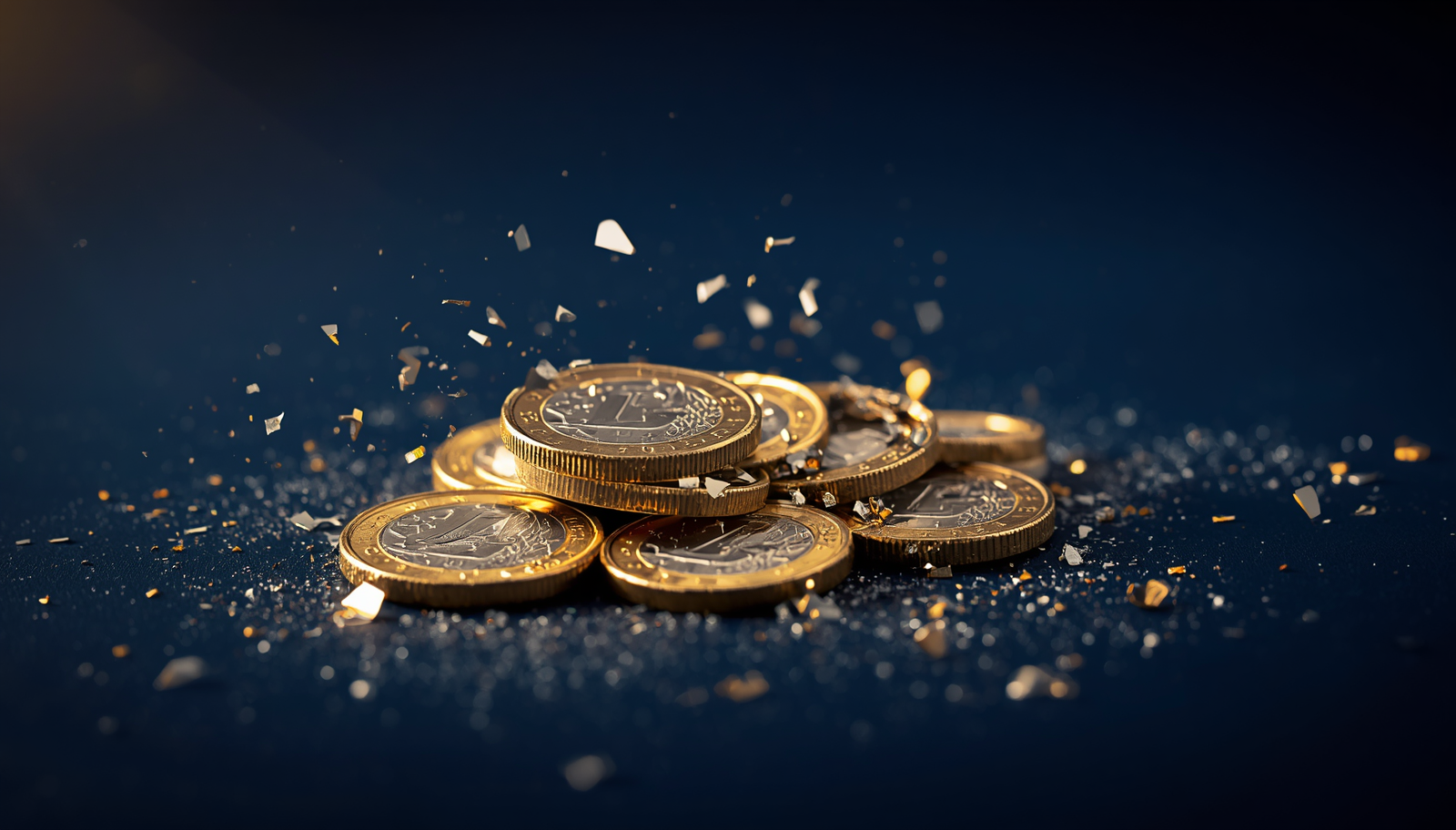 euros qui se décomposent progressivement avec l'érosion